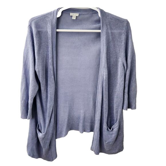 J. Jill Love Linen Cardigan Small Blueish Purple Sweater Linen Lightweight - Picture 1 of 7